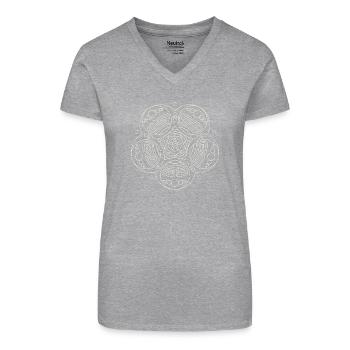 Crop Circle beige - Mandala made with Love - Bio Frauen T-Shirt mit V-Ausschnitt - Grau meliert - Vorne