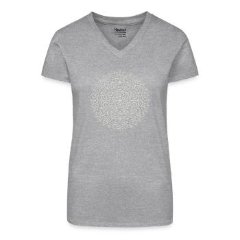 Gratitude Beige - Mandala made with Love - Bio Frauen T-Shirt mit V-Ausschnitt - Grau meliert - Vorne