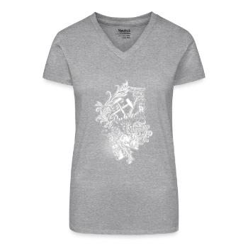 Ruhrpott Kumpel - Bio Frauen T-Shirt mit V-Ausschnitt - Grau meliert - Vorne