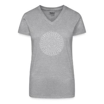 Rectangular Celebration - Mandala made with Love - Bio Frauen T-Shirt mit V-Ausschnitt - Grau meliert - Vorne