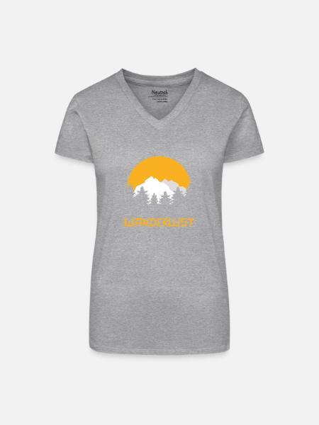 WANDERLUST - TRAVEL - Bio Frauen T-Shirt mit V-Ausschnitt - Grau meliert