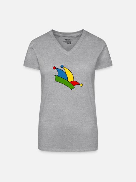Narrenkappe - Bio Frauen T-Shirt mit V-Ausschnitt - Grau meliert