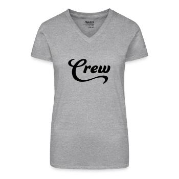 crew - T-shirt bio col V Femme - gris chiné - Devant