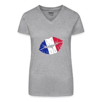 France - Organic Women's V-Neck T-Shirt - heather grey - Front