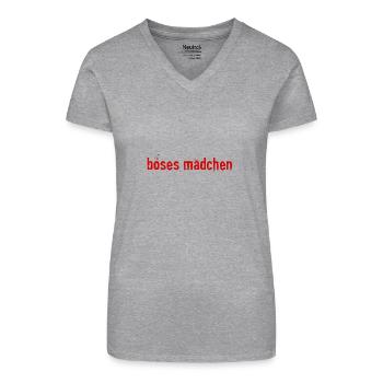 Böses Mädchen - Bio Frauen T-Shirt mit V-Ausschnitt - Grau meliert - Vorne