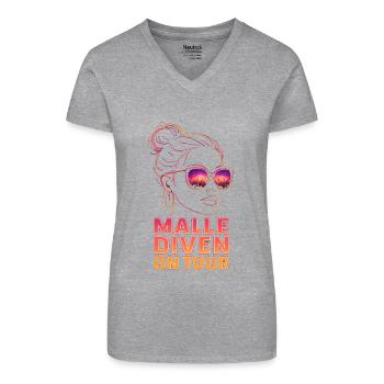 Mallorca Party Spruch Lustig Malle Diven On Tour - Bio Frauen T-Shirt mit V-Ausschnitt - Grau meliert - Vorne