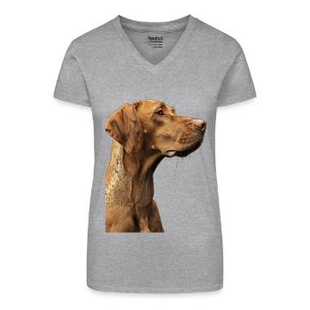Vizsla - Organic Women's V-Neck T-Shirt - heather grey - Front