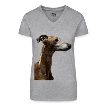 Whippet - Organic Women's V-Neck T-Shirt - heather grey - Front
