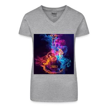Ukulele - Bio Frauen T-Shirt mit V-Ausschnitt - Grau meliert - Vorne