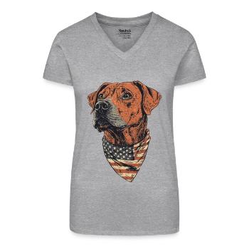 Rhodesian Ridgeback - Bio Frauen T-Shirt mit V-Ausschnitt - Grau meliert - Vorne