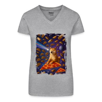 Shiba Inu - Bio Frauen T-Shirt mit V-Ausschnitt - Grau meliert - Vorne