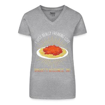 Spaghetti Bolognese - Bio Frauen T-Shirt mit V-Ausschnitt - Grau meliert - Vorne