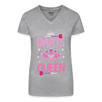 Darts queen - Bio Frauen T-Shirt mit V-Ausschnitt - Grau meliert - Vorne