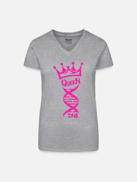 Queen DNA - Bio Frauen T-Shirt mit V-Ausschnitt - Grau meliert
