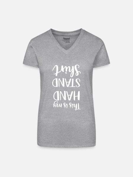 HANDSTAND - Bio Frauen T-Shirt mit V-Ausschnitt - Grau meliert