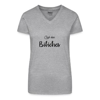 Club des Bibiches - T-shirt bio col V Femme - gris chiné - Devant
