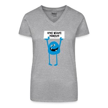 Opa Monster wild Demo Comic coole lustige Sprüche - Bio Frauen T-Shirt mit V-Ausschnitt - Grau meliert - Vorne
