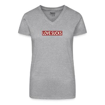 L’AMOUR CRAINT - T-shirt bio col V Femme - gris chiné - Devant