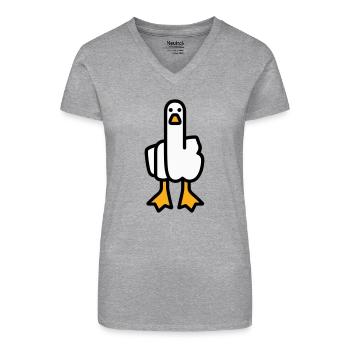 Statement Gans - Bio Frauen T-Shirt mit V-Ausschnitt - Grau meliert - Vorne