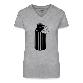 Mousse à raser - T-shirt bio col V Femme - gris chiné - Devant