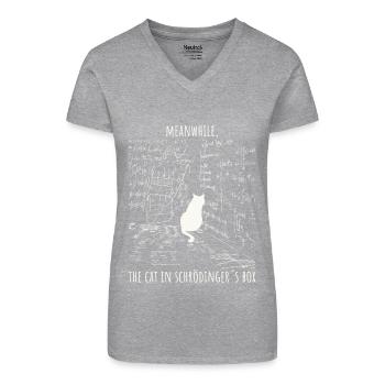 Schrödinger's Cat Nerd Humor Physics Design - Organic Women's V-Neck T-Shirt - heather grey - Front