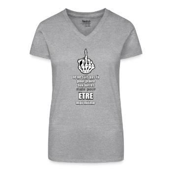 Doigt d'honneur (je suis moi même) - T-shirt bio col V Femme - gris chiné - Devant