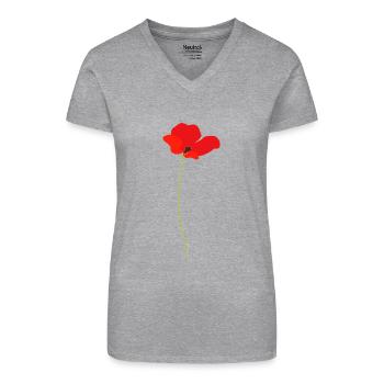 Maïs papaver - Bio vrouwen T-shirt met V-hals - grijs gemêleerd - Voor