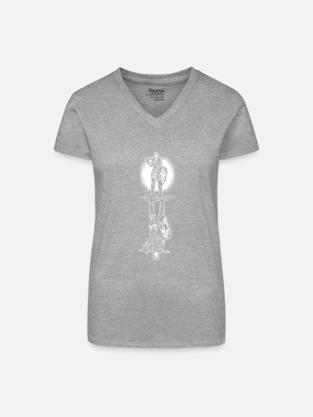 Schildmaid Spiegelbild - Bio Frauen T-Shirt mit V-Ausschnitt - Grau meliert