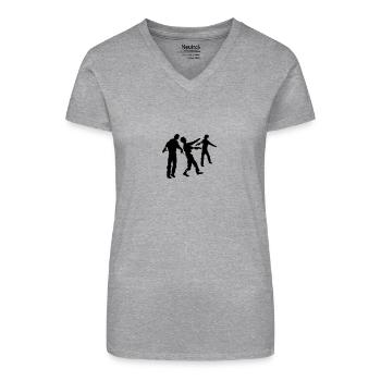 Veel zombies Horde - Bio vrouwen T-shirt met V-hals - grijs gemêleerd - Voor