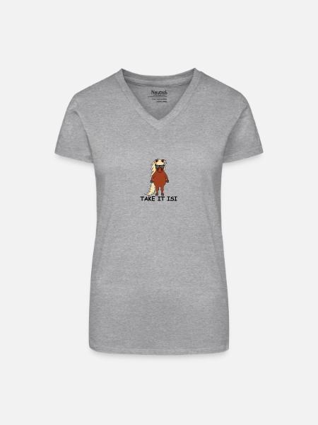 take it isi - Bio Frauen T-Shirt mit V-Ausschnitt - Grau meliert
