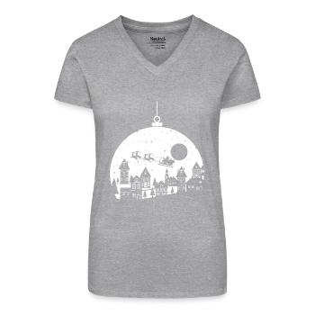 Christbaumkugel - Bio Frauen T-Shirt mit V-Ausschnitt - Grau meliert - Vorne
