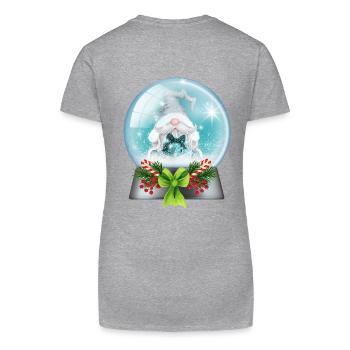Schneekugel Weihnachtsmann mit Zuckerstangen - Bio Frauen T-Shirt mit V-Ausschnitt - Grau meliert - Hinten