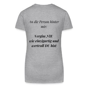 An die Person hinter mir... - Bio Frauen T-Shirt mit V-Ausschnitt - Grau meliert - Hinten