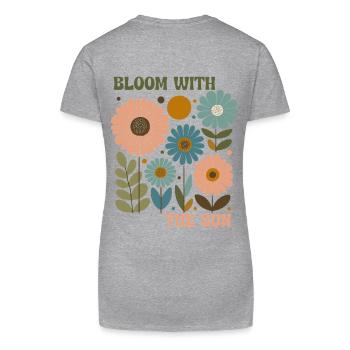 Boho Blumen Shirt – Bloom with the Sun Sommer - Bio Frauen T-Shirt mit V-Ausschnitt - Grau meliert - Hinten
