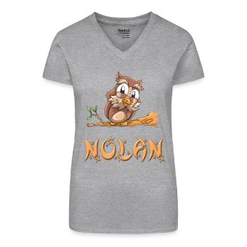 Nolan Owl - T-shirt bio col V Femme - noir - Devant