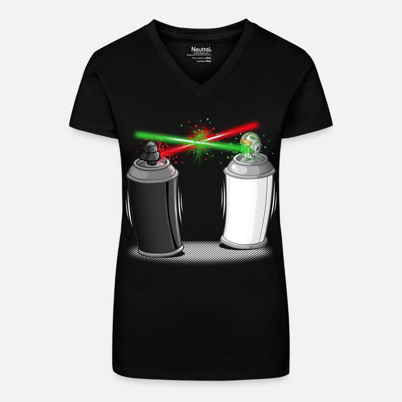 Graffiti wars - Bio Frauen T-Shirt mit V-Ausschnitt - Schwarz