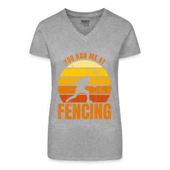 Fecht Witz - Bio Frauen T-Shirt mit V-Ausschnitt - Schwarz - Vorne