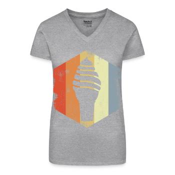 Vintage Softeis - Bio Frauen T-Shirt mit V-Ausschnitt - Schwarz - Vorne