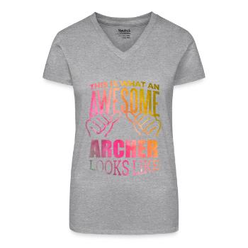 Archery - Organic Women's V-Neck T-Shirt - black - Front