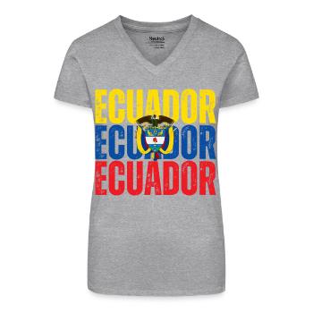 Flagge von Ecuador, ecuadorianischer Stolz - Bio Frauen T-Shirt mit V-Ausschnitt - Schwarz - Vorne