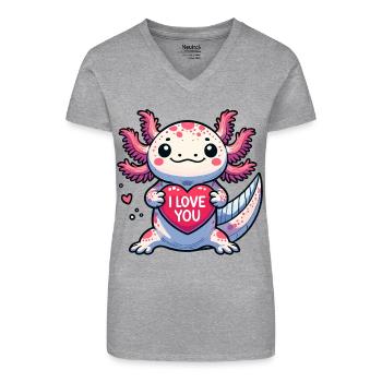 I love you Axolotl - Organic Women's V-Neck T-Shirt - black - Front