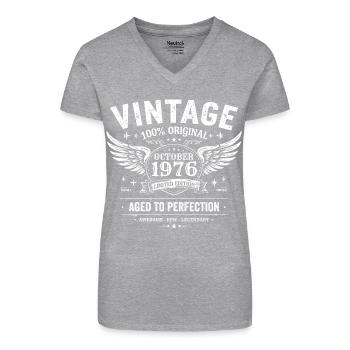 Octobre 1976 | Cadeau d'anniversaire octobre 1976 - T-shirt bio col V Femme - noir - Devant