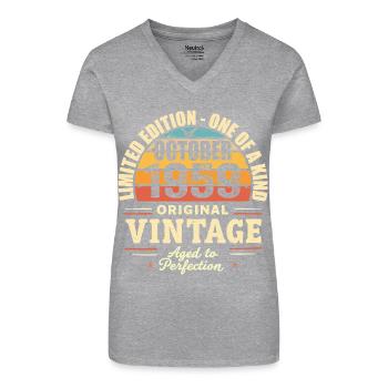 Retro Oktober 1959 - Geburtstag Oktober 1959 - Bio Frauen T-Shirt mit V-Ausschnitt - Schwarz - Vorne