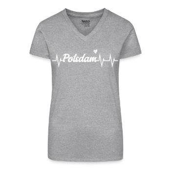 Heartbeat Potsdam - Bio Frauen T-Shirt mit V-Ausschnitt - Schwarz - Vorne