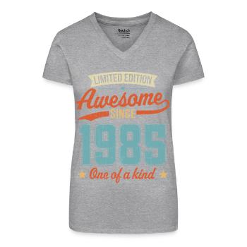 Genial seit 1985 - Bio Frauen T-Shirt mit V-Ausschnitt - Schwarz - Vorne