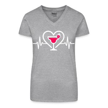Daiquiri Herz-Erdbeer-Cocktail - Bio Frauen T-Shirt mit V-Ausschnitt - Schwarz - Vorne