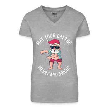 Dabbender Santa - Dem Nikolaus ist es nicht kalt - Bio Frauen T-Shirt mit V-Ausschnitt - Schwarz - Vorne