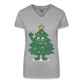 Funny Christmas Tree Cartoon Family Holiday - Organic Women's V-Neck T-Shirt - black - Front