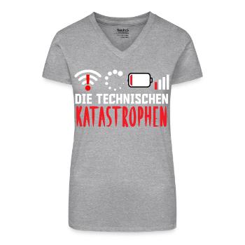 Nerd Computer THE TECHNICAL CATASTROPHES FUNNY - Organic Women's V-Neck T-Shirt - black - Front