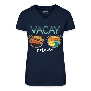 Lustiges Urlaubs & Surfer Design - Bio Frauen T-Shirt mit V-Ausschnitt - Dunkelblau - Vorne